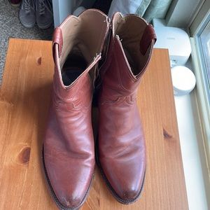 Tecovas Men’s Zipper Western Boot. Leather, brown, size 9.